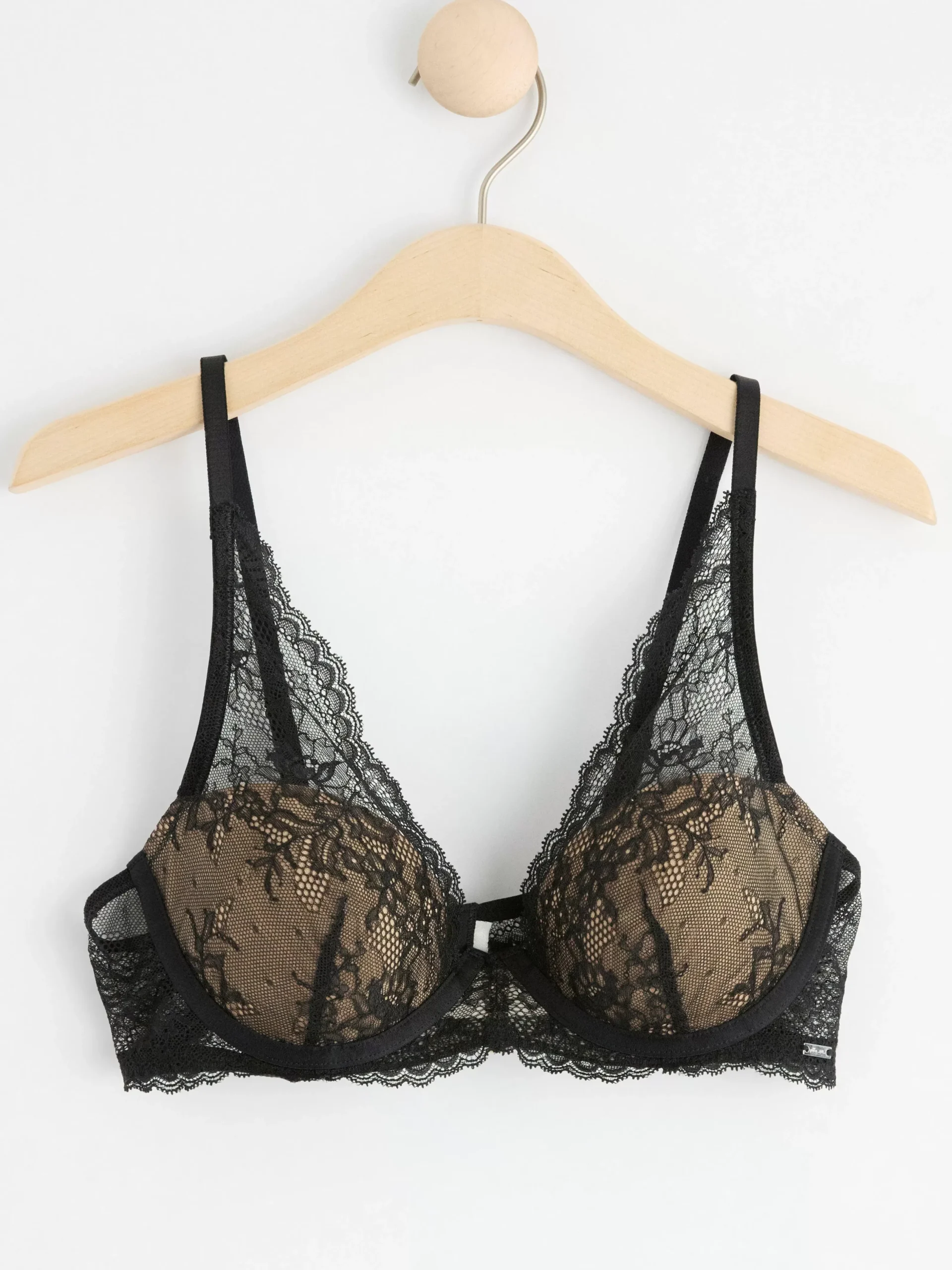 Bh>Lindex Tulip T-Shirt Bh Med Spets Black