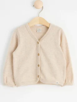 Tröjor & Cardigans>Lindex Vafflad Cardigan I Trika Light Beige Melange