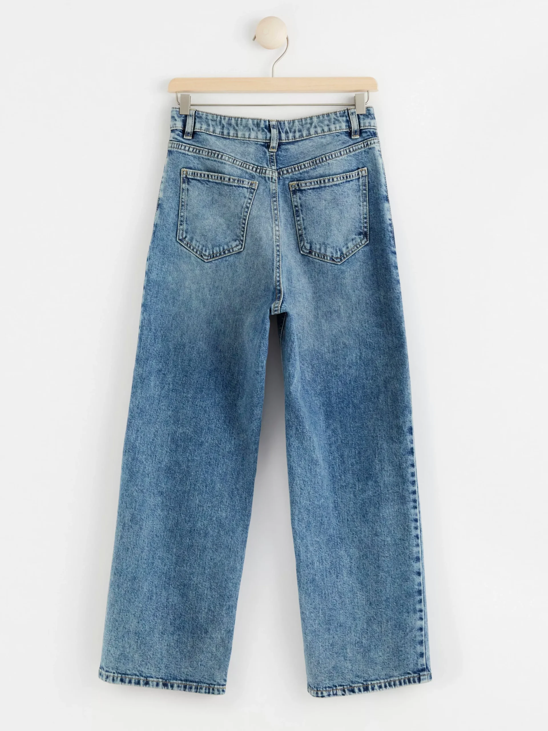 Jeans>Lindex Vanja Vida High Waist Jeans Med Croppat Ben Medium Denim