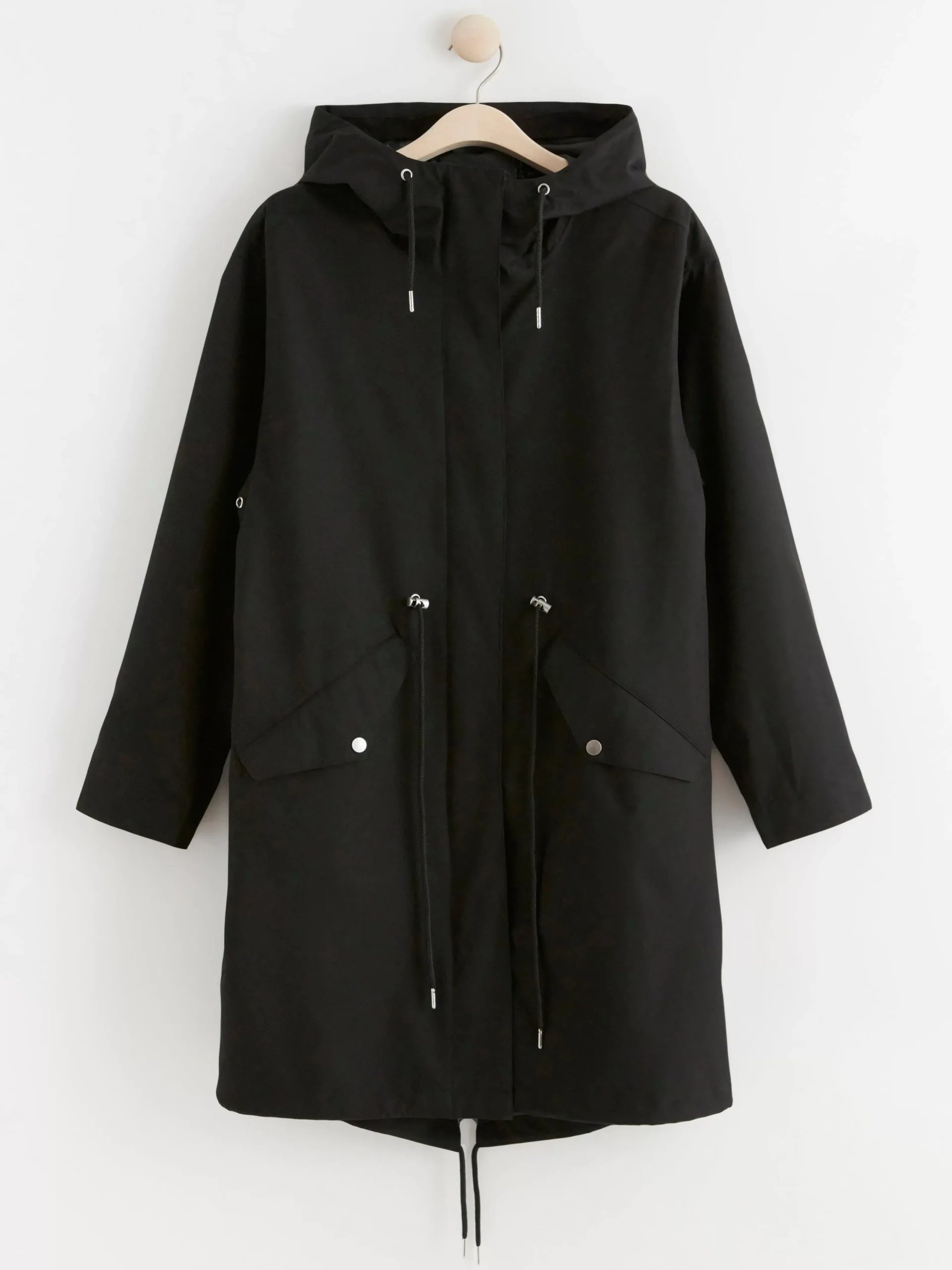 Ytterkläder>Lindex Vattentat Parkas Med Huva Black