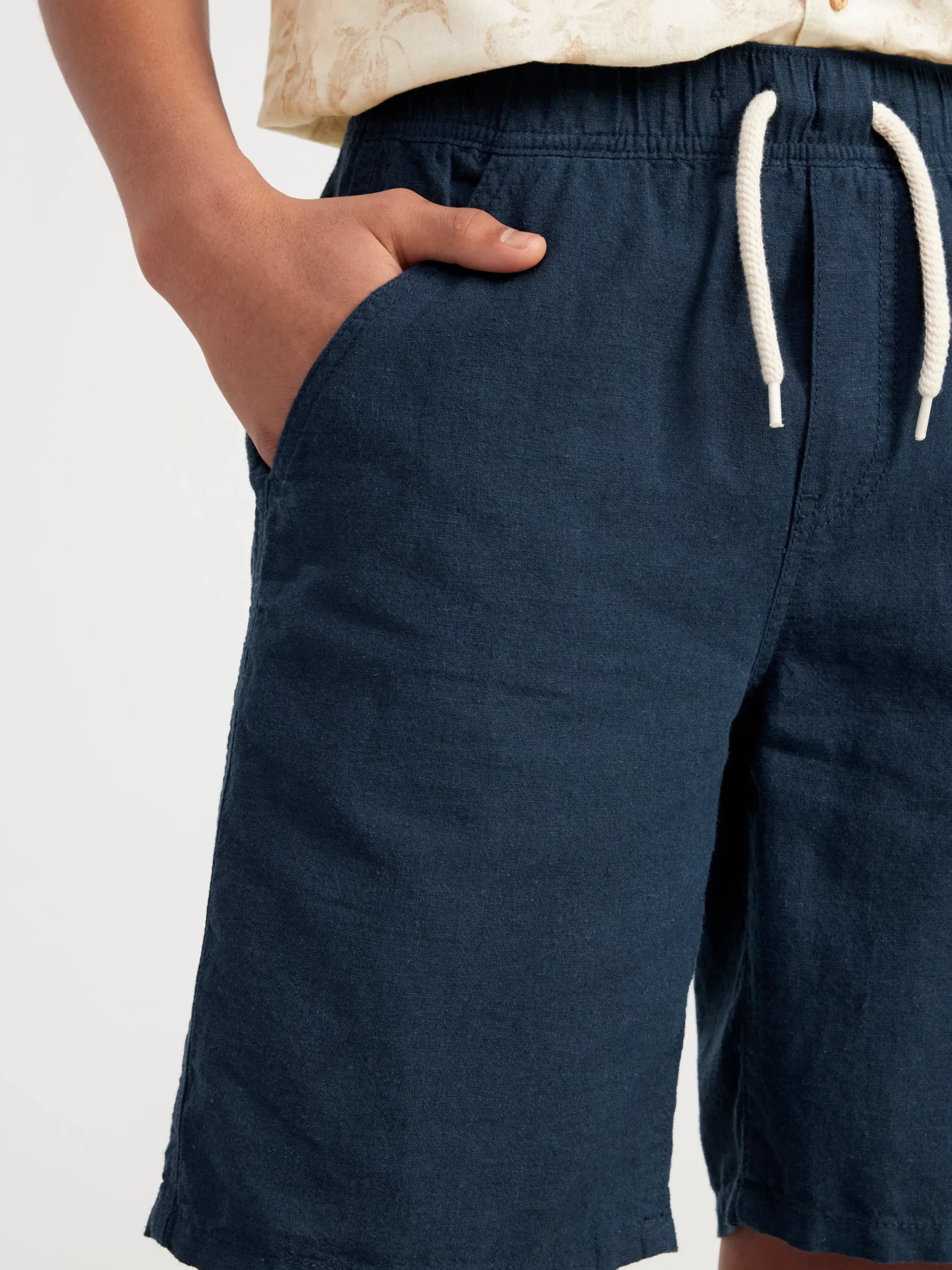 Byxor & Leggings>Lindex Vilgot Vida Shorts Med Normalhog Midja I Linneblandning Dark Navy
