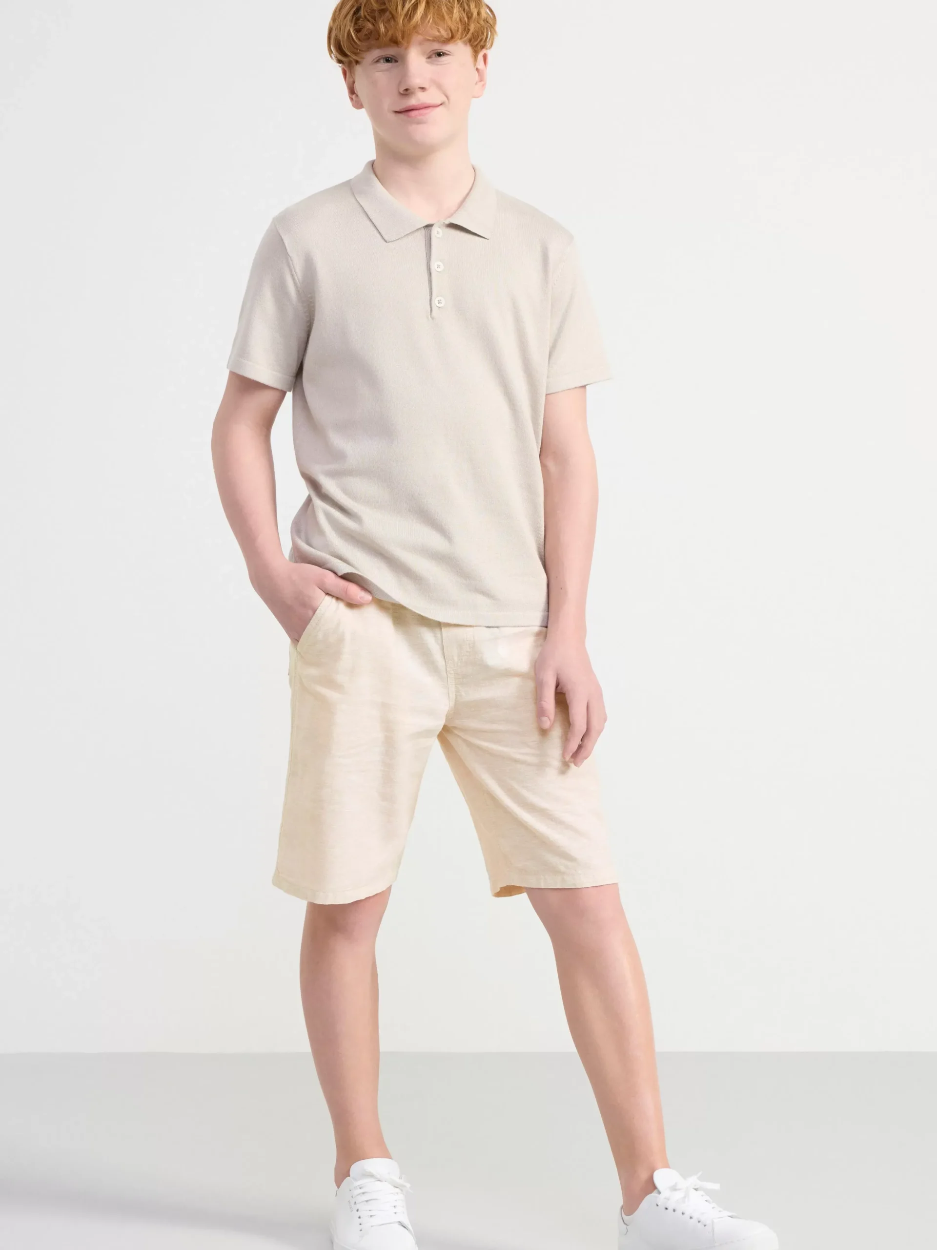Byxor & Leggings>Lindex Vilgot Vida Shorts Med Normalhog Midja I Linneblandning Light Grey