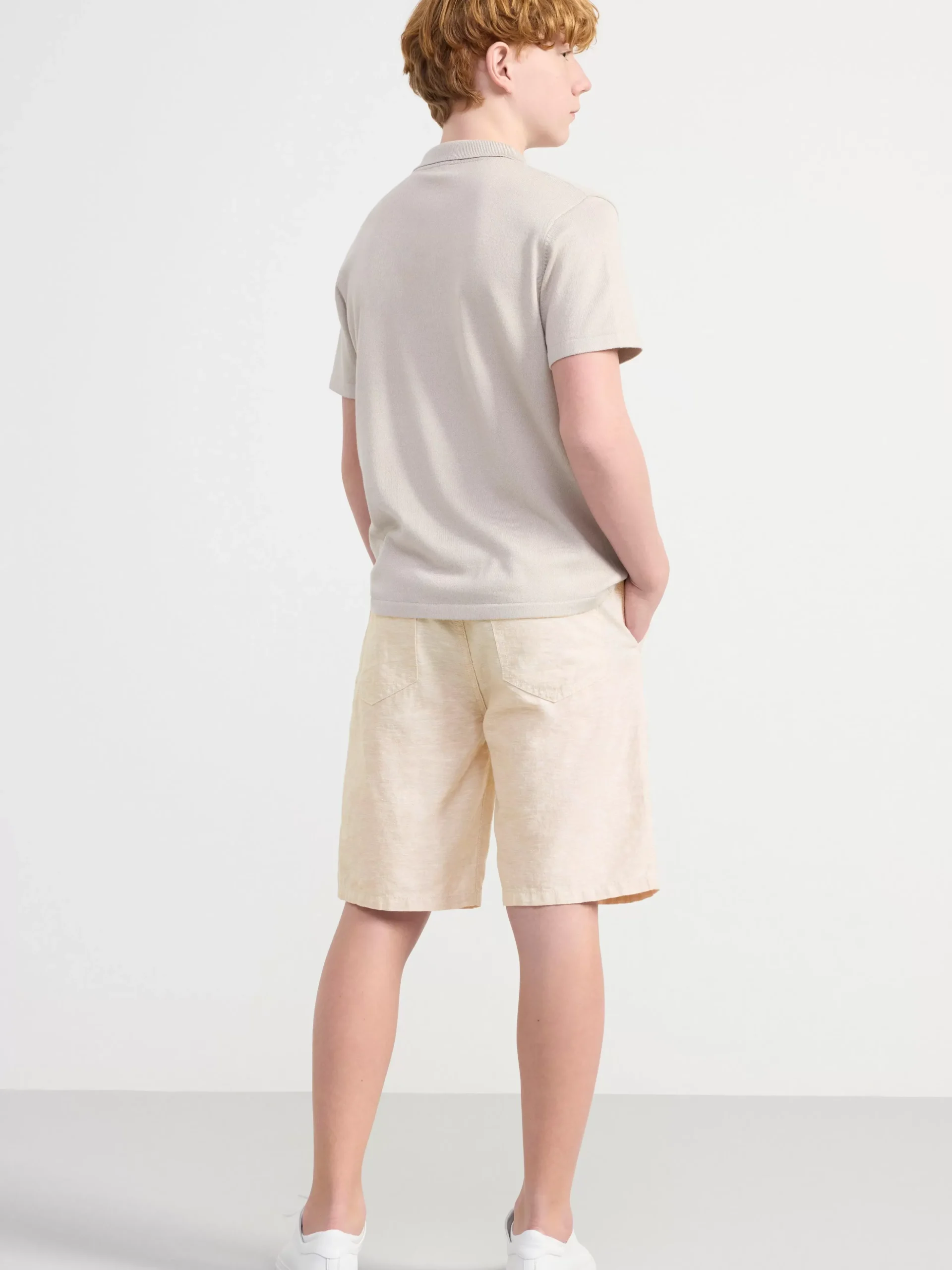 Byxor & Leggings>Lindex Vilgot Vida Shorts Med Normalhog Midja I Linneblandning Light Grey