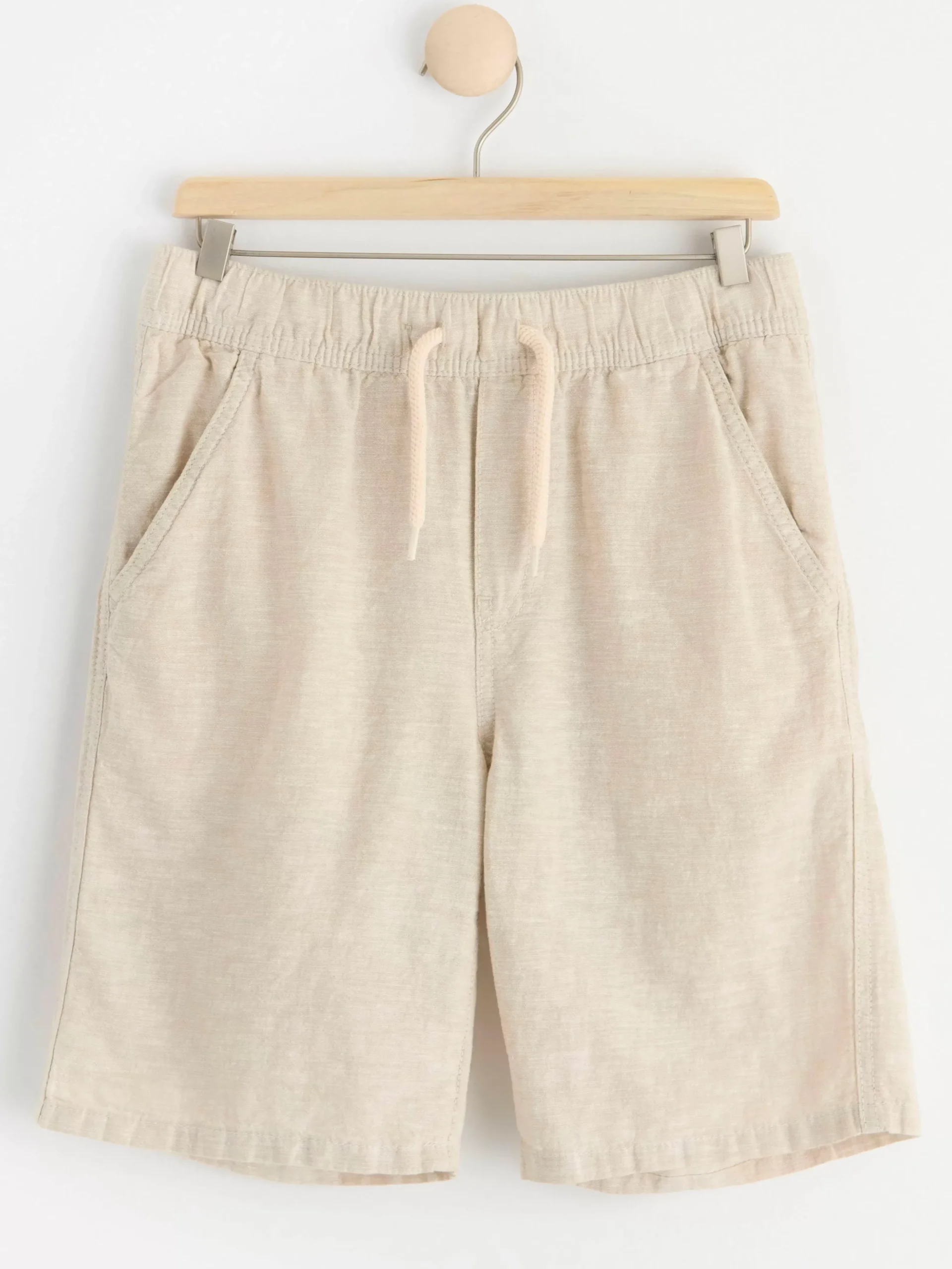 Byxor & Leggings>Lindex Vilgot Vida Shorts Med Normalhog Midja I Linneblandning Light Grey
