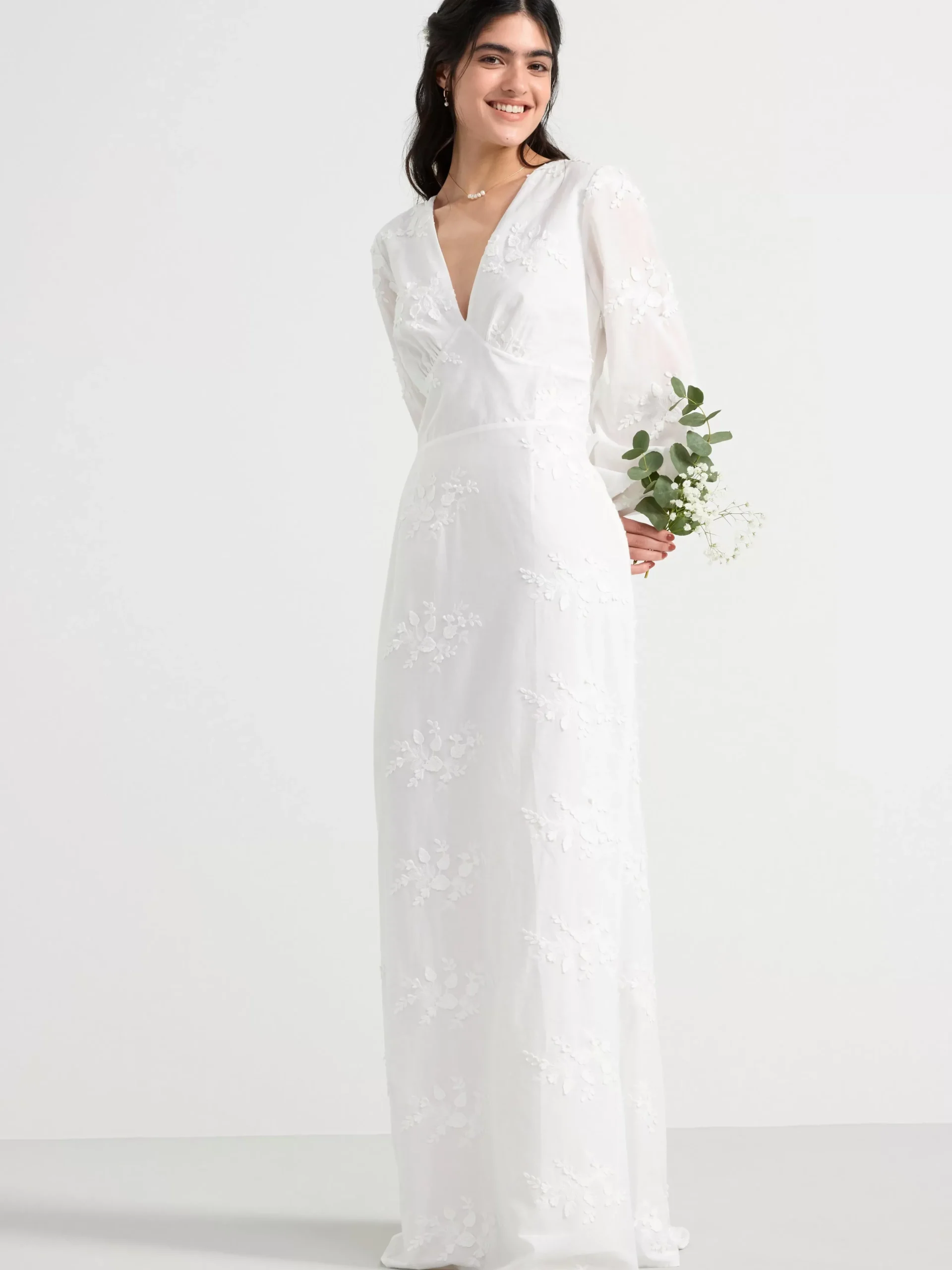 Klänningar>Lindex Vit Klanning Med Blombroderier White