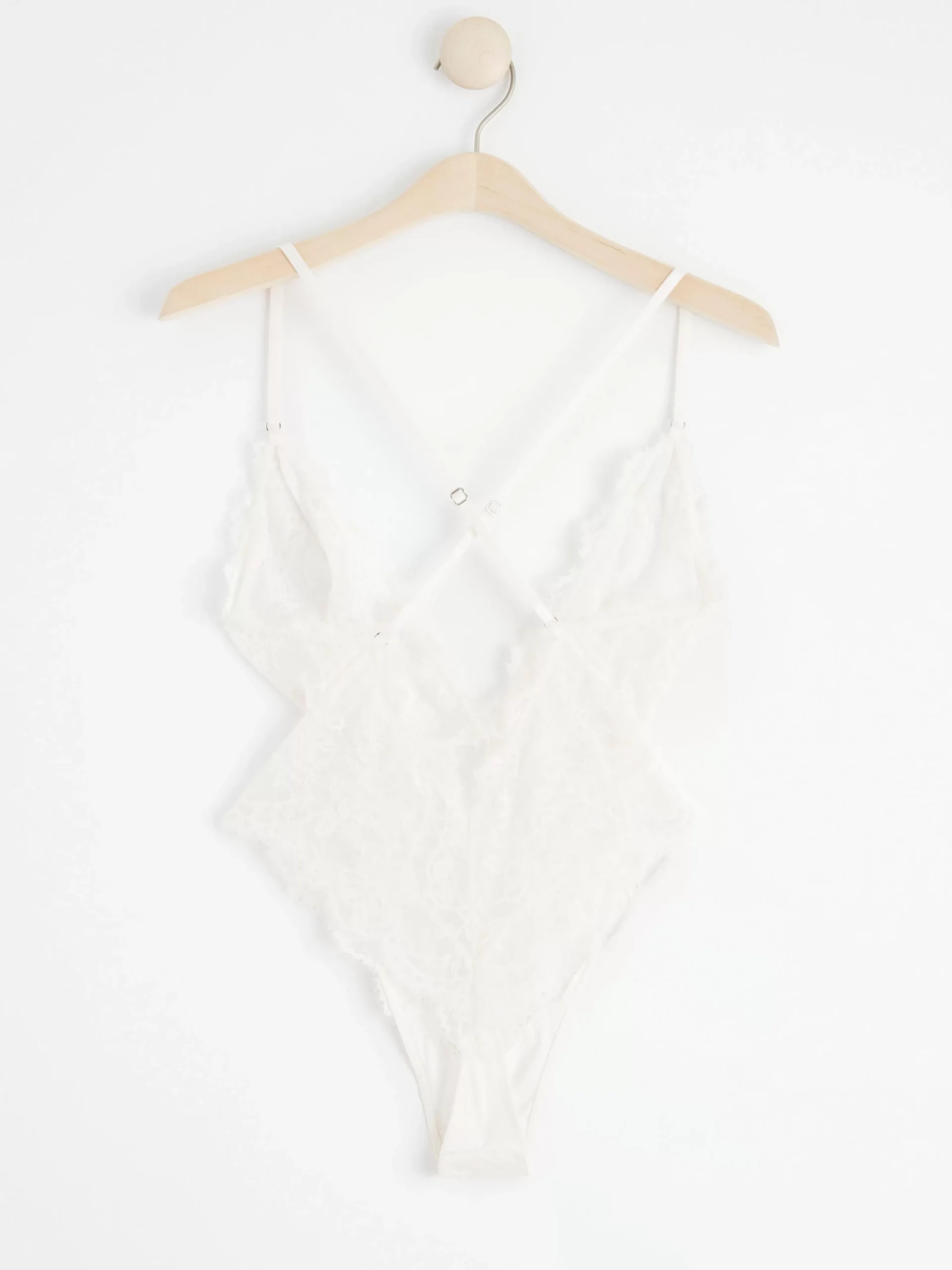 Bodies>Lindex V-Ringad Spetsbody Light White