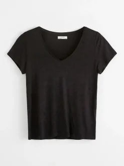 Toppar & T-Shirts>Lindex V-Ringad T-Shirt I Viskos Black