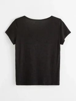 Toppar & T-Shirts>Lindex V-Ringad T-Shirt I Viskos Black